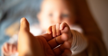 Bambino afferra la mano del genitore