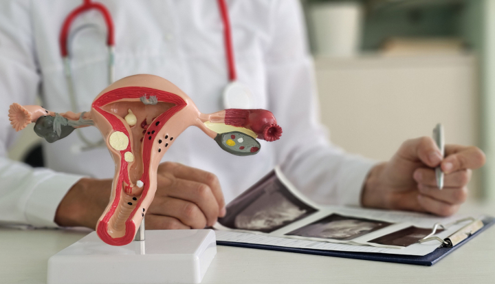 Medico controlla l'ecografia della paziente